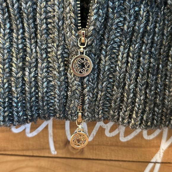 🌟White House Black Market Open Stitch Zip-Up Metallic Cardigan - Picture 8 of 13